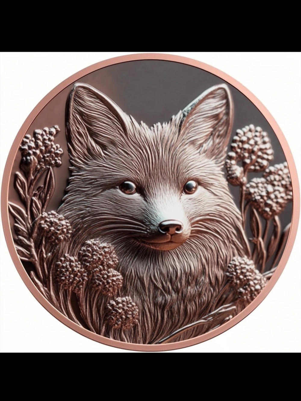 High-Relief 3D Dculpting 1 Troy Ounce of .999 Pure Copper "Fox"